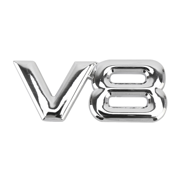 V8 Connect Shape Car Metal Body Decorative Sticker, Size : L (Silver) - Decorative Sticker by buy2fix | Online Shopping UK | buy2fix