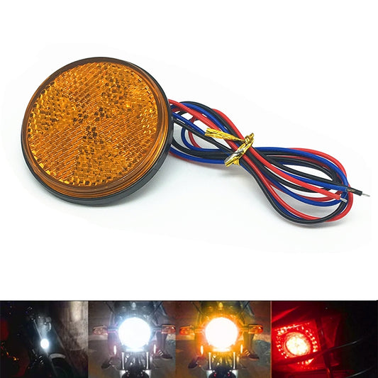 2 PCS Motorcycle Trailer Truck DC 12-15V Wired 24-LED Indicator Lamp Reflector Round Marker Tail Light, Light Color: Yellow (Steady + Flash Lighting)(Yellow) - Signal Lights by buy2fix | Online Shopping UK | buy2fix