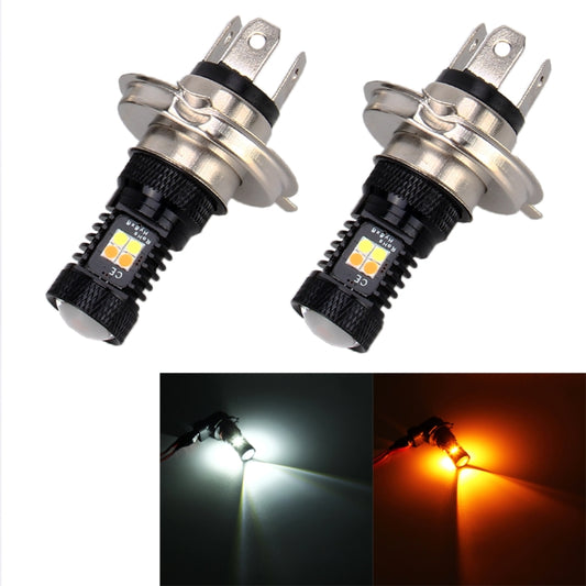 2 PCS H4 DC 12V 5W 350LM Auto Car Fog Lights with 16 SMD-3030 LED Bulbs, White + Yellow Light - Fog / Driving Lights by buy2fix | Online Shopping UK | buy2fix