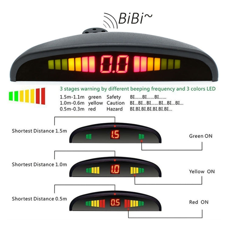 PZ316 Digital LED Crescent Shape Display Rear View Mirror Car Recorder for Truck with 4 Rear Radar - In Car by buy2fix | Online Shopping UK | buy2fix