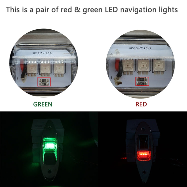 D2944 1W 12V Marine Boat Waterproof Navigational LED Side Bow Tear Drop Lights (Green and Red) - Others by buy2fix | Online Shopping UK | buy2fix