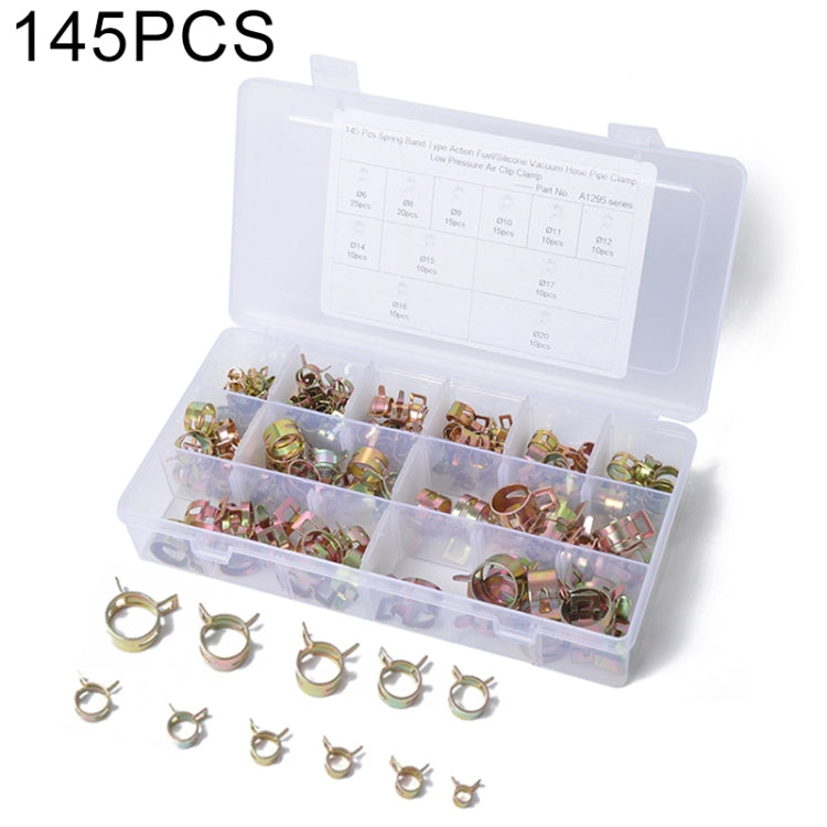 145 PCS Car Spring Clip Fuel Line Hose Clip Water Pipe Air Tube Clamp Fastener, Diameter Range: 6-20mm - In Car by buy2fix | Online Shopping UK | buy2fix