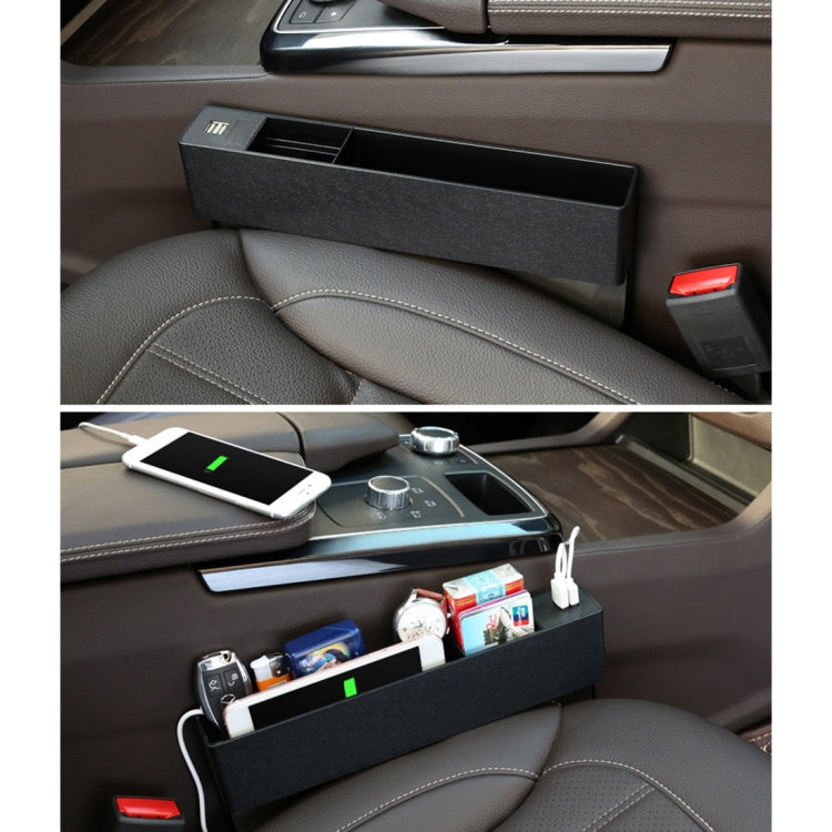 Universal Car Multi-functional Charger Console Side Pocket Seat Gap Side Storage Box, with 2 USB Ports(Black) - Stowing Tidying by buy2fix | Online Shopping UK | buy2fix