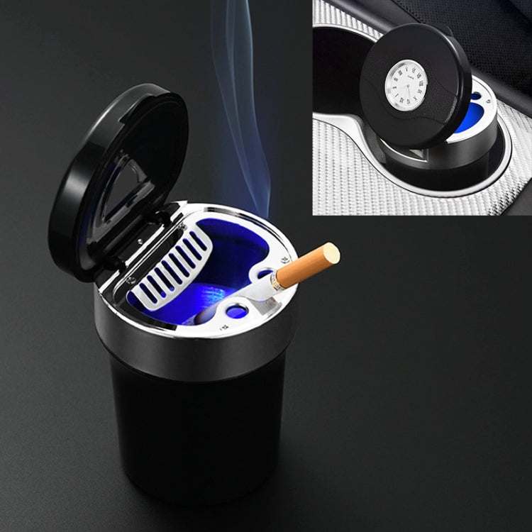 Multi-function Portable Creative LED Car Cigarette Ash Tray Ashtray with Clock(Silver) - Ashtrays by buy2fix | Online Shopping UK | buy2fix