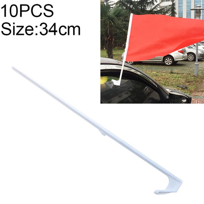 10 PCS 34cm Clip-type Car Window Plastic Flagpole, No Flag - Ornaments by buy2fix | Online Shopping UK | buy2fix