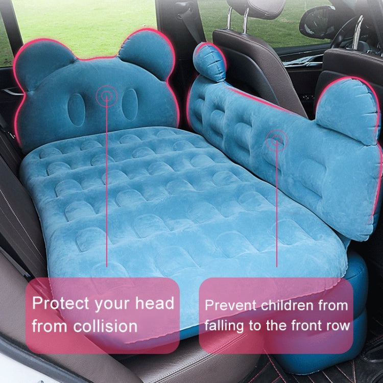 Universal Car Cartoon Travel Inflatable Mattress Air Bed Camping Back Seat Couch with Head Protector + Wide Side Baffle(Blue) - Seat Accessories by buy2fix | Online Shopping UK | buy2fix