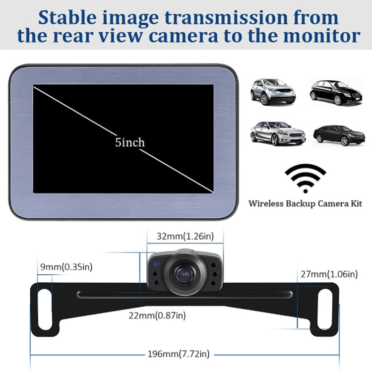 PZ510-W 5 inch Car Wireless Reversing Video Style 1 - In Car by buy2fix | Online Shopping UK | buy2fix