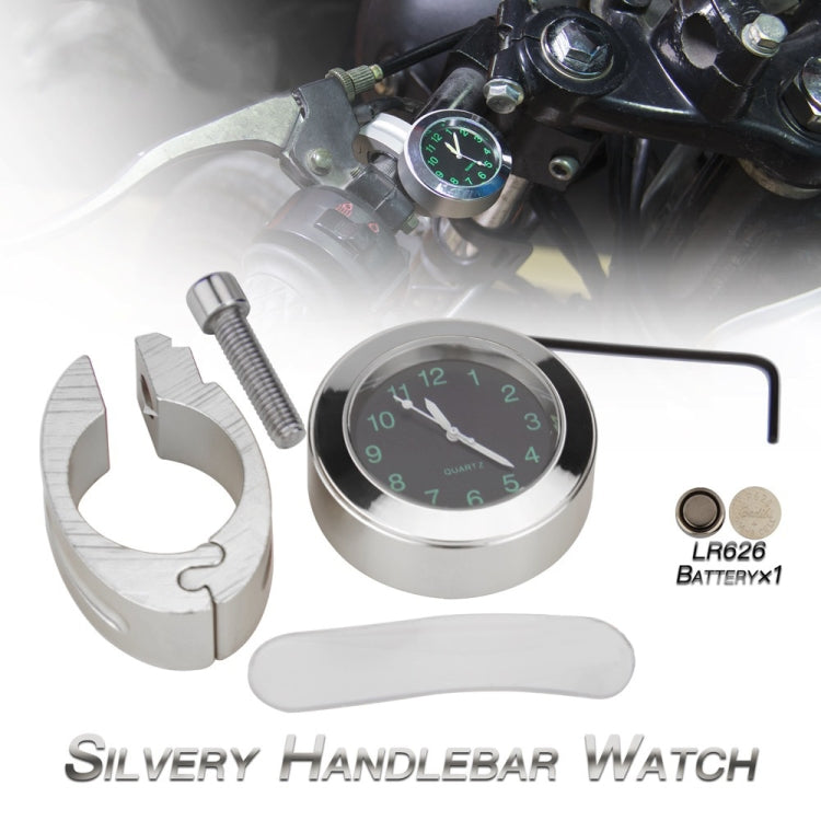 2 PCS Motorcycle 22-25mm Handlebar Clock Quartz Watch with Lock (Silver) - In Car by buy2fix | Online Shopping UK | buy2fix