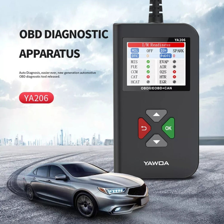 YA206 Car Code Reader OBD2 Fault Detector Diagnostic Tool - In Car by buy2fix | Online Shopping UK | buy2fix