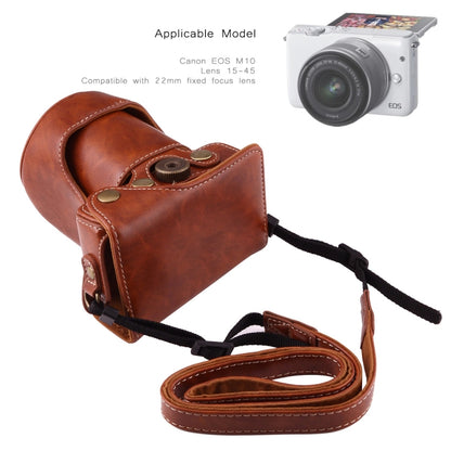 Full Body Camera PU Leather Case Bag with Strap for Canon EOS M10(Brown) - Camera Accessories by buy2fix | Online Shopping UK | buy2fix