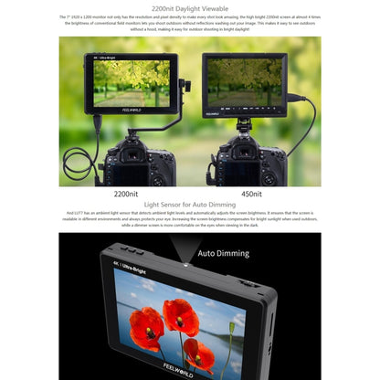 FEELWORLD LUT7 1920x1200 2200 nits 7 inch IPS Screen HDMI 4K Touch Screen Camera Field Monitor - Camera Accessories by FEELWORLD | Online Shopping UK | buy2fix