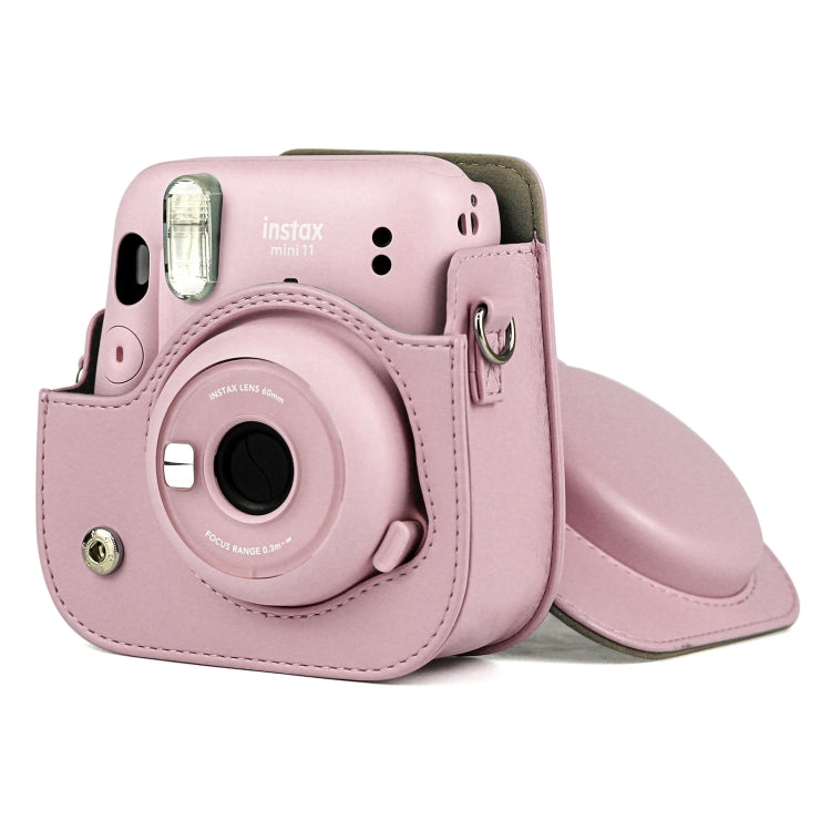 Solid Color Full Body Camera Leather Case Bag with Strap for FUJIFILM Instax mini 11 (Pink) - Camera Accessories by buy2fix | Online Shopping UK | buy2fix