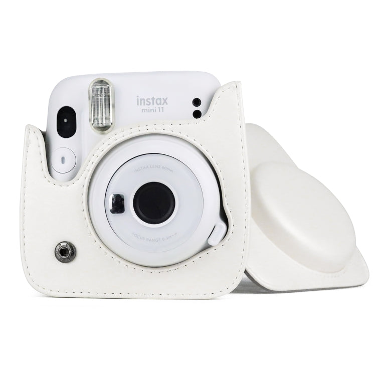 Solid Color Full Body Camera Leather Case Bag with Strap for FUJIFILM Instax mini 11 (White) - Camera Accessories by buy2fix | Online Shopping UK | buy2fix