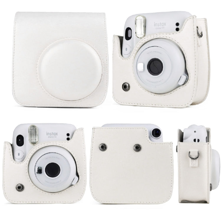 Solid Color Full Body Camera Leather Case Bag with Strap for FUJIFILM Instax mini 11 (White) - Camera Accessories by buy2fix | Online Shopping UK | buy2fix