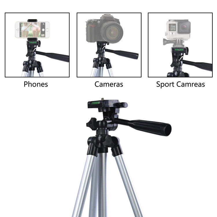 130cm 4-Section Folding Aluminum Alloy Tripod Mount with Three-Dimensional Head(Silver) - Camera Accessories by buy2fix | Online Shopping UK | buy2fix