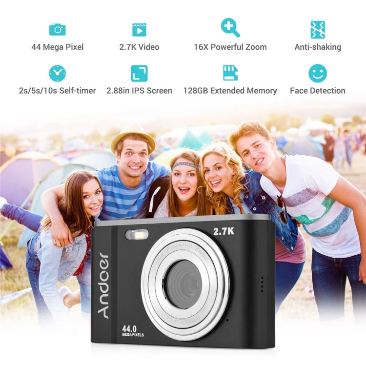 DC302 2.88 inch 44MP 16X Zoom 2.7K Full HD Digital Camera Children Card Camera, EU Plug (Purple) - Consumer Electronics by buy2fix | Online Shopping UK | buy2fix