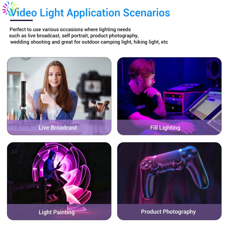 LUXCeO P100 RGB Photo Video Light Stick Handheld Fill Light with Remote Control & Grid Softbox - Camera Accessories by LUXCeO | Online Shopping UK | buy2fix