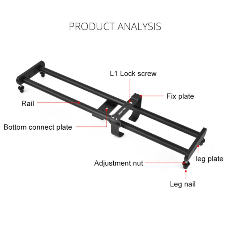 YELANGU L50E 60cm Splicing Camera Slider Dolly Rail + L5i Dolly Car - Camera Slider by YELANGU | Online Shopping UK | buy2fix