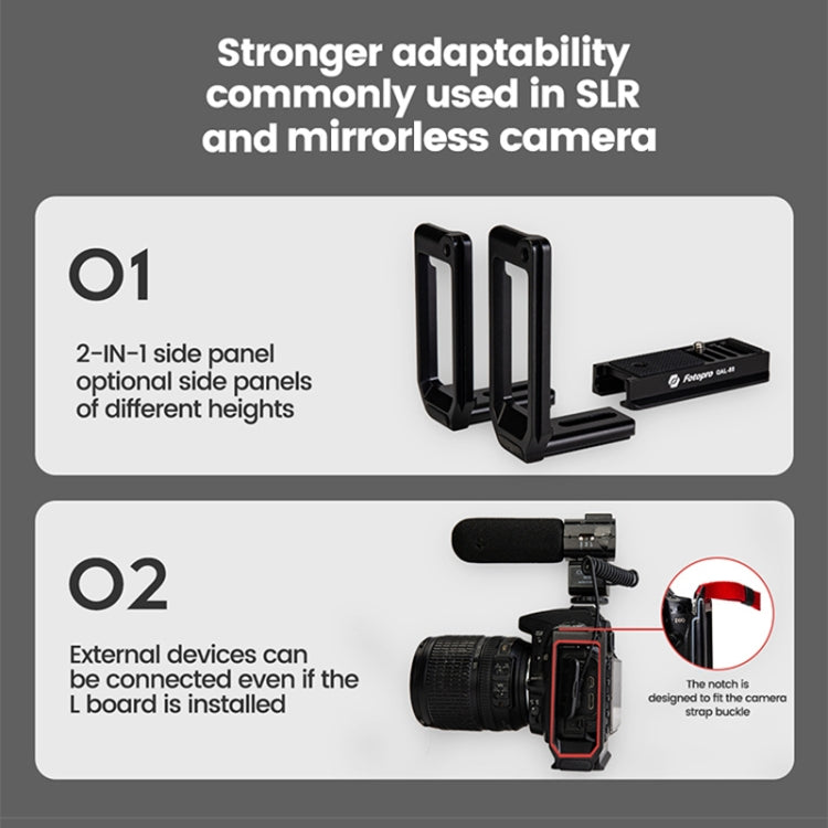 Fotopro QAL-88 2 in 1 Vertical Shoot 1 / 4 inch  Quick Release L Plate Bracket Base Holder(Black) - Camera Accessories by Fotopro | Online Shopping UK | buy2fix