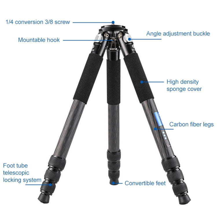 BEXIN RC334 Portable Collapsible Carbon Fiber Camera Tripod - Tripods by BEXIN | Online Shopping UK | buy2fix