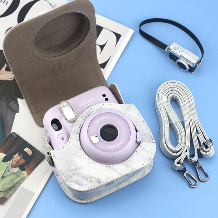 For FUJIFILM instax mini 11 / 9 / 8 Marble Full Body Leather Case Camera Bag with Strap - Leather Bag by buy2fix | Online Shopping UK | buy2fix