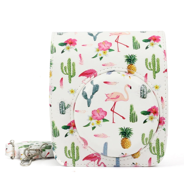 Flamingo Cactus Pattern PU Leather Protective Camera Case Bag For FUJIFILM Instax Mini90 Camera - Camera Accessories by buy2fix | Online Shopping UK | buy2fix