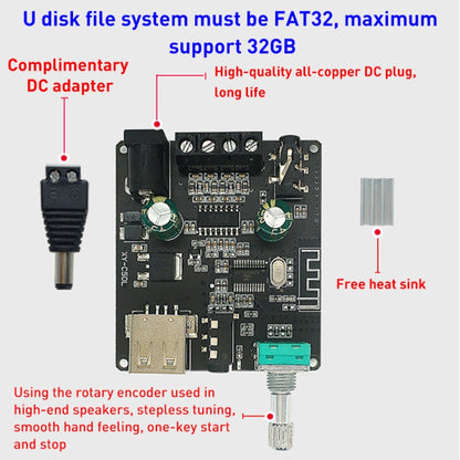 50W MP3 Stereo Audio Digital Power Amplifier Board Bluetooth Amplifier Module, without Shell - Consumer Electronics by buy2fix | Online Shopping UK | buy2fix