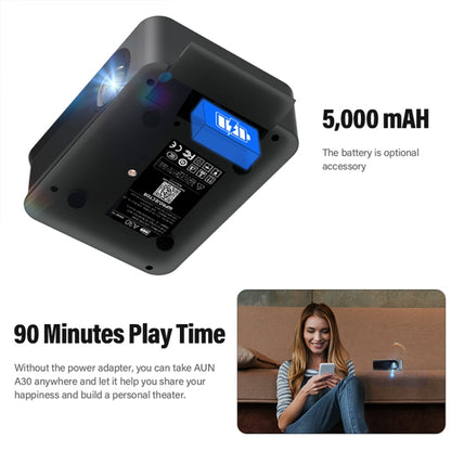 AUN A30C Pro 480P 3000 Lumens Sync Screen with Battery Version Portable Home Theater LED HD Digital Projector (US Plug) - LED Projector by AUN | Online Shopping UK | buy2fix