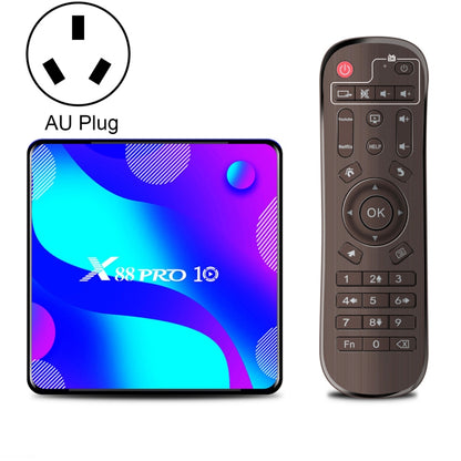 X88 Pro 10 4K Ultra HD Android TV Box with Remote Controller, Android 10.0, RK3318 Quad-Core 64bit Cortex-A53, 2GB+16GB, Support Bluetooth / Dual-Band WiFi / TF Card / USB / AV / Ethernet(AU Plug) - Consumer Electronics by buy2fix | Online Shopping UK | buy2fix