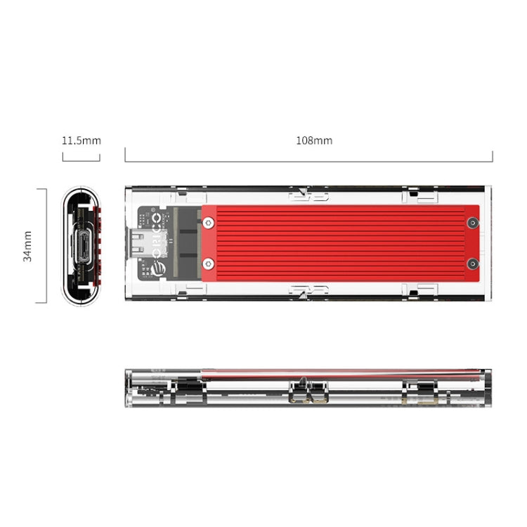 ORICO TCM2-C3 NVMe M.2 SSD Enclosure (10Gbps)(Red) - HDD Enclosure by ORICO | Online Shopping UK | buy2fix