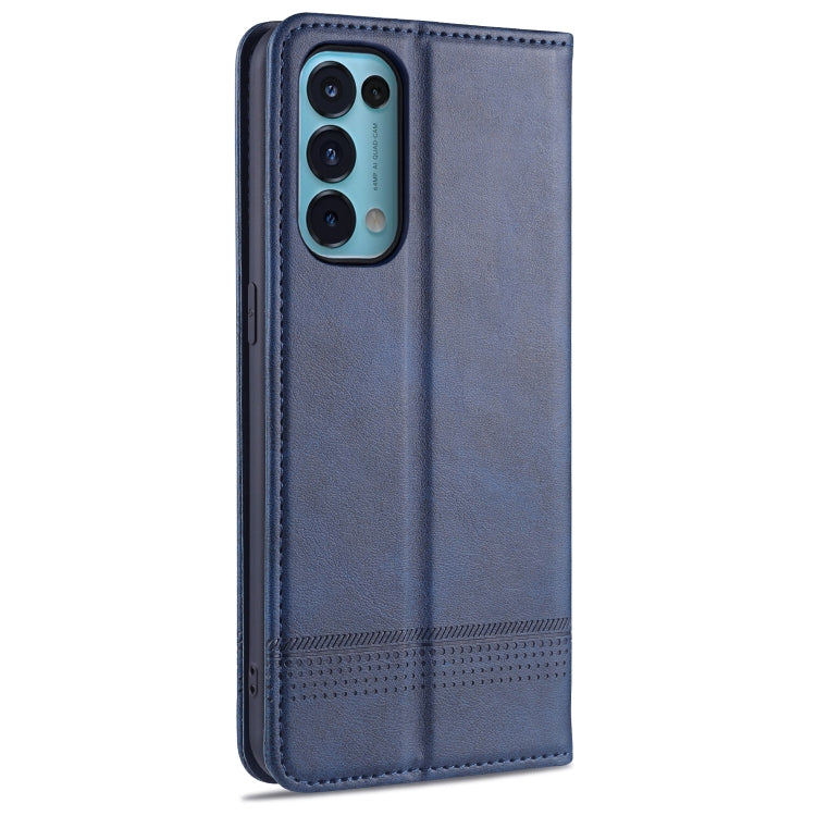 For Oppo Reno5 5G AZNS Magnetic Calf Texture Horizontal Flip Leather Case with Card Slots & Holder & Wallet(Dark Blue) - OPPO Cases by AZNS | Online Shopping UK | buy2fix