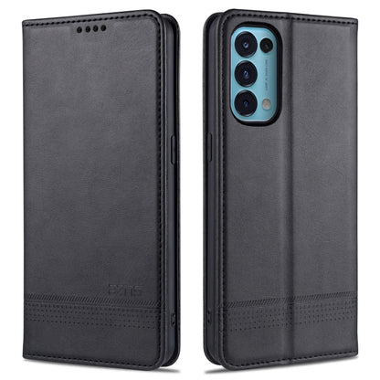 For Oppo Reno5 5G AZNS Magnetic Calf Texture Horizontal Flip Leather Case with Card Slots & Holder & Wallet(Black) - OPPO Cases by AZNS | Online Shopping UK | buy2fix