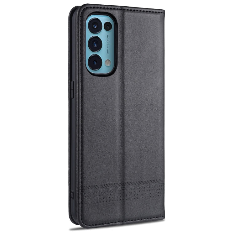 For Oppo Reno5 5G AZNS Magnetic Calf Texture Horizontal Flip Leather Case with Card Slots & Holder & Wallet(Black) - OPPO Cases by AZNS | Online Shopping UK | buy2fix