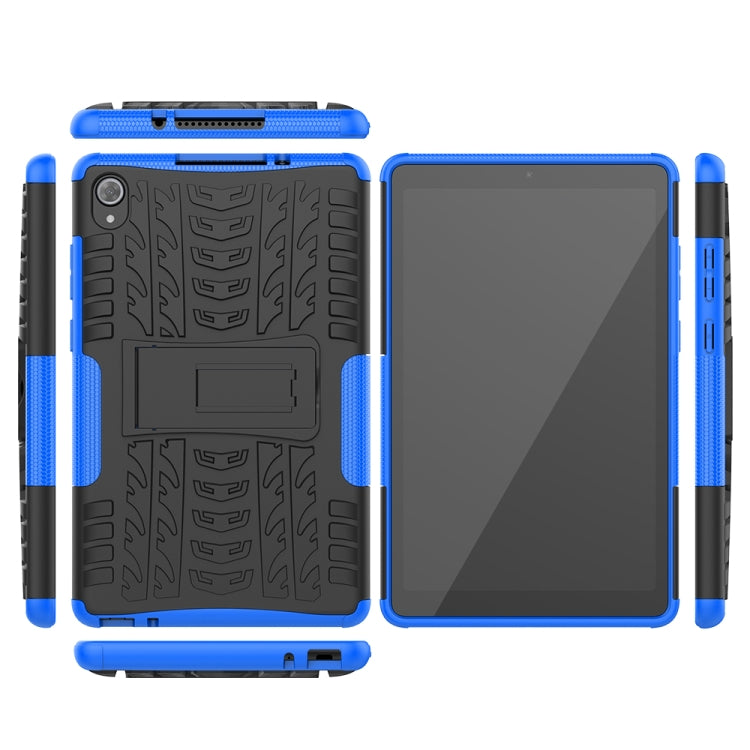 For Lenovo Tab M8 (2020) TB-8705F 8.0 inch Tire Texture Shockproof TPU+PC Protective Case with Holder(Blue) - Mobile Accessories by buy2fix | Online Shopping UK | buy2fix