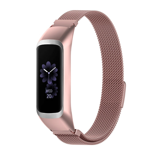 For Samsung Galaxy Fit 2 SM-R220 Milanese Watch Band(Rose Pink) - Smart Wear by buy2fix | Online Shopping UK | buy2fix