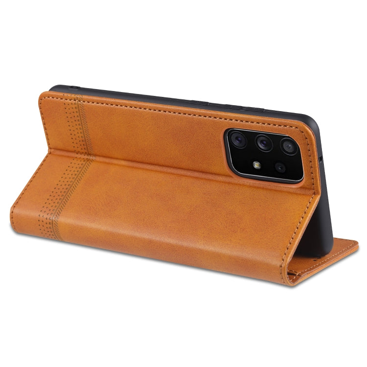 For Samsung Galaxy A52 5G / 4G AZNS Magnetic Calf Texture Horizontal Flip Leather Case with Card Slots & Holder & Wallet(Light Brown) - Galaxy Phone Cases by AZNS | Online Shopping UK | buy2fix