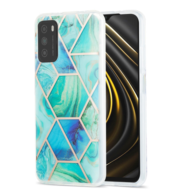 For Xiaomi Poco M3 / Note 9 4G / Redmi 9 Power / Redmi 9T 3D Electroplating Marble Pattern TPU Protective Case(Green) - Xiaomi Accessories by buy2fix | Online Shopping UK | buy2fix