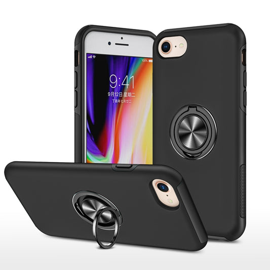 For iPhone SE 2022 / SE 2020 / 8 / 7 Magnetic Ring Kickstand Shockproof Phone Case(Black) - iPhone SE 2022 / 2020 / 8 / 7 Cases by buy2fix | Online Shopping UK | buy2fix