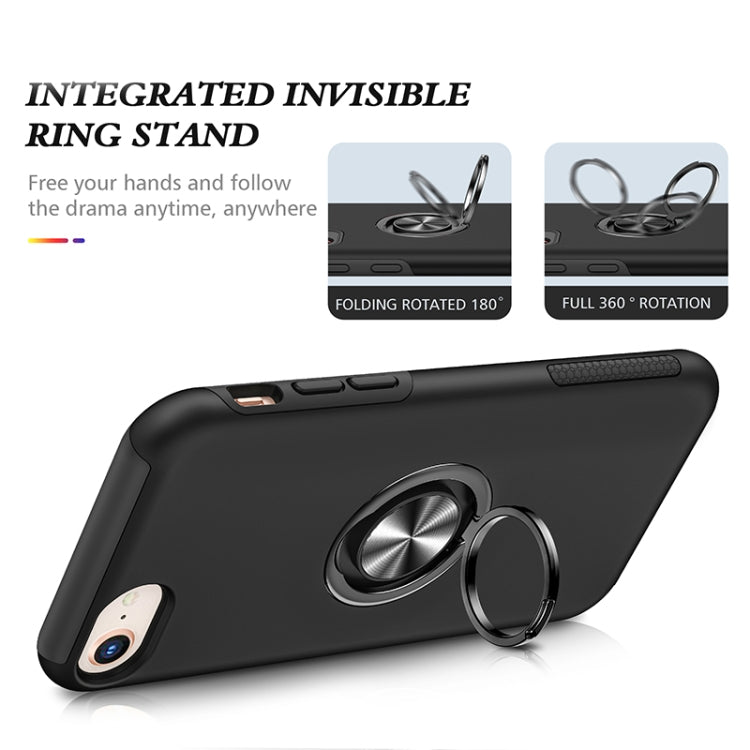 For iPhone SE 2022 / SE 2020 / 8 / 7 Magnetic Ring Kickstand Shockproof Phone Case(Black) - iPhone SE 2022 / 2020 / 8 / 7 Cases by buy2fix | Online Shopping UK | buy2fix