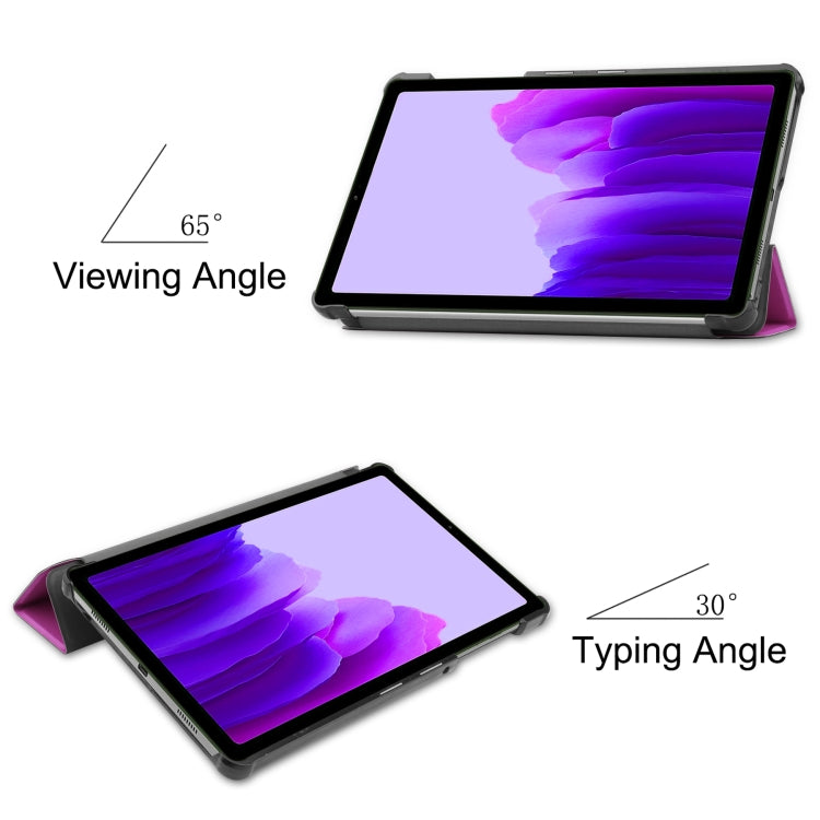 For Samsung Galaxy Tab A7 Lite T225 Custer Pattern Pure Color Horizontal Flip Leather Case with Three-folding Holder(Purple) - Samsung Accessories by buy2fix | Online Shopping UK | buy2fix