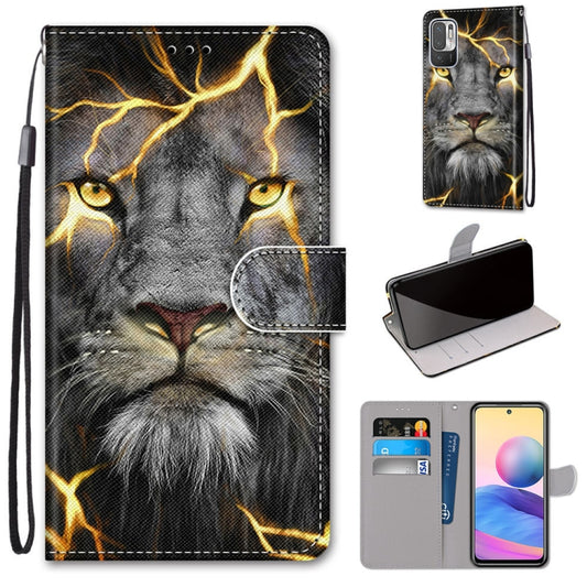 For Xiaomi Redmi Note 10 5G Coloured Drawing Cross Texture Horizontal Flip PU Leather Case with Holder & Card Slots & Wallet & Lanyard(Fission Lion) - Xiaomi Cases by buy2fix | Online Shopping UK | buy2fix
