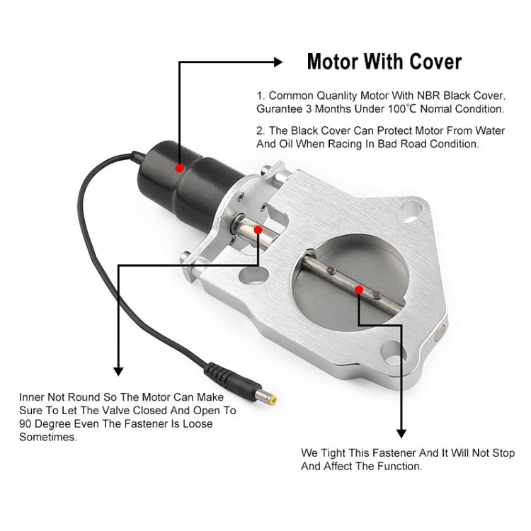 Universal Car Stainless Steel Racing Electric Exhaust Cutout Valves Control Motor, Size:2.25 inch - In Car by buy2fix | Online Shopping UK | buy2fix