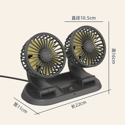 F410 USB 5V Car Dual-head Folding Electric Cooling Fan with Temporary Temporary Parking Card - In Car by buy2fix | Online Shopping UK | buy2fix