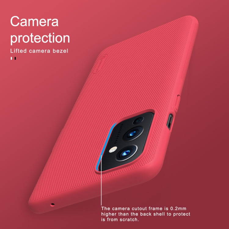 For OnePlus 9 (EU/NA Version) NILLKIN Frosted Concave-convex Texture PC Protective Case(Red) - OnePlus Cases by NILLKIN | Online Shopping UK | buy2fix