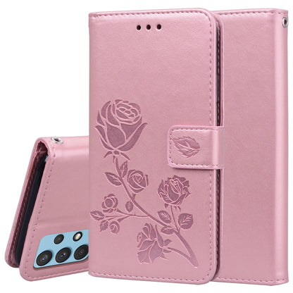 For Samsung Galaxy A32 4G Rose Embossed Horizontal Flip PU Leather Case with Holder & Card Slots & Wallet(Rose Gold) - Samsung Accessories by buy2fix | Online Shopping UK | buy2fix