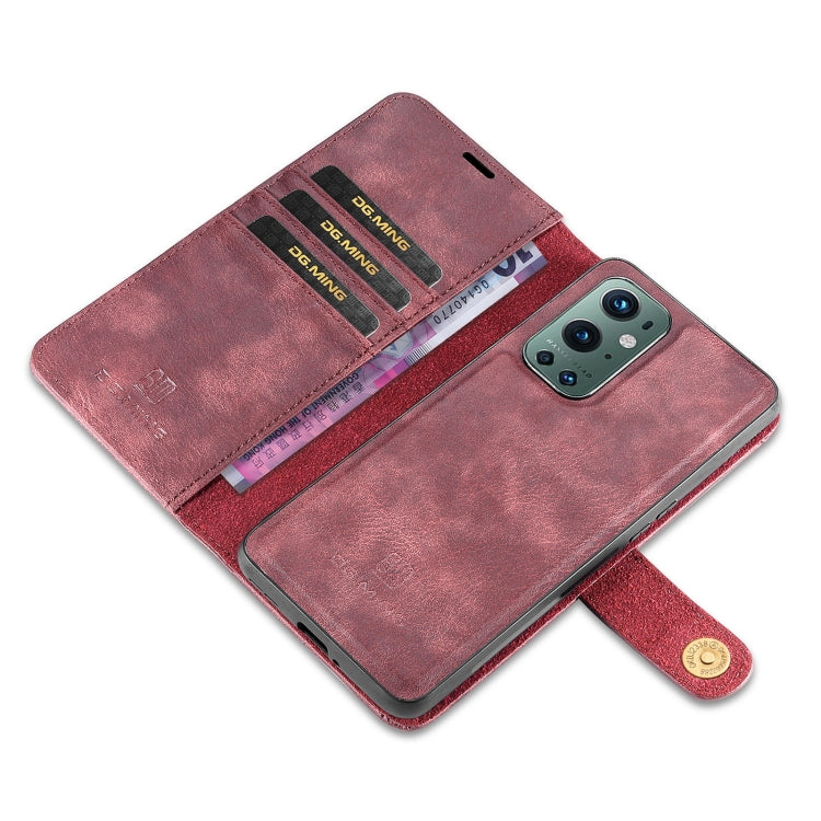 For OnePlus 9 Pro DG.MING Crazy Horse Texture Flip Detachable Magnetic Leather Case with Holder & Card Slots & Wallet(Red) - OnePlus Cases by DG.MING | Online Shopping UK | buy2fix