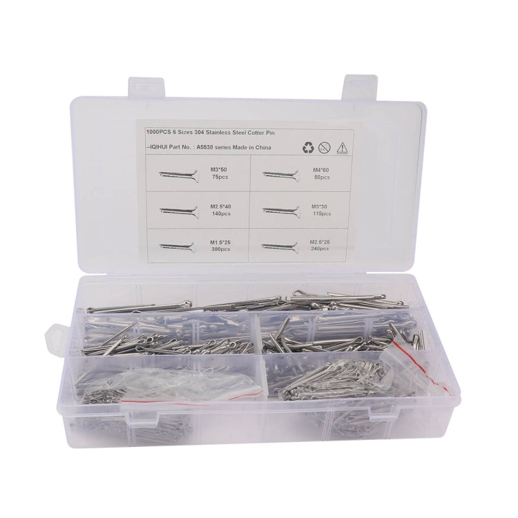 A5538 1000 PCS Car U-shape 304 Stainless Steel Cotter Pin Clip Key Fastner Fitting Assortment Kit - In Car by buy2fix | Online Shopping UK | buy2fix