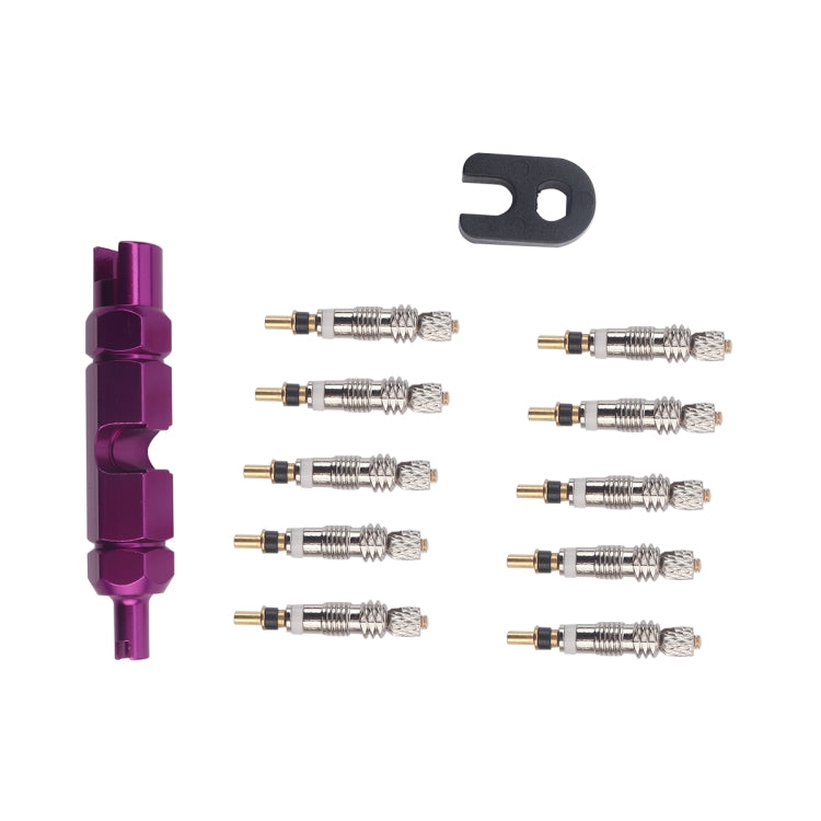 A5589 10 PCS Bicycle French Valve Core with Purple Disassembly Tool - Outdoor & Sports by buy2fix | Online Shopping UK | buy2fix