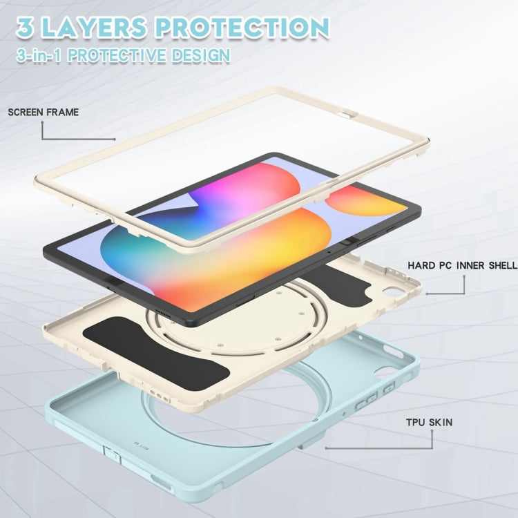 Shockproof TPU + PC Protective Case with 360 Degree Rotation Foldable Handle Grip Holder & Pen Slot For Samsung Galaxy Tab S6 Lite 10.4 inch P610(Ice Crystal Blue) - Tab S6 Lite P610 / P615 by buy2fix | Online Shopping UK | buy2fix