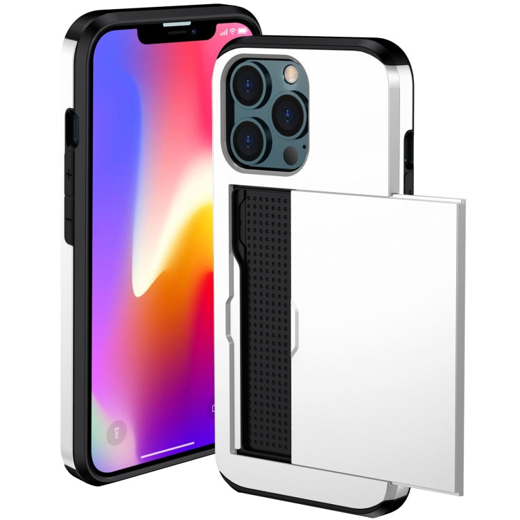 For iPhone 13 Pro Shockproof Armor Protective Case with Slide Card Slot (White) - iPhone 13 Pro Cases by buy2fix | Online Shopping UK | buy2fix